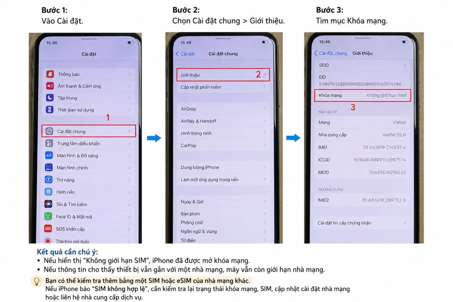 ICCID iPhone Lock là gì? Cách kiểm tra và những lưu ý cần biết 12 Muốn biết máy Lock hay quốc tế, hãy kiểm tra trực tiếp trạng thái Khóa mạng