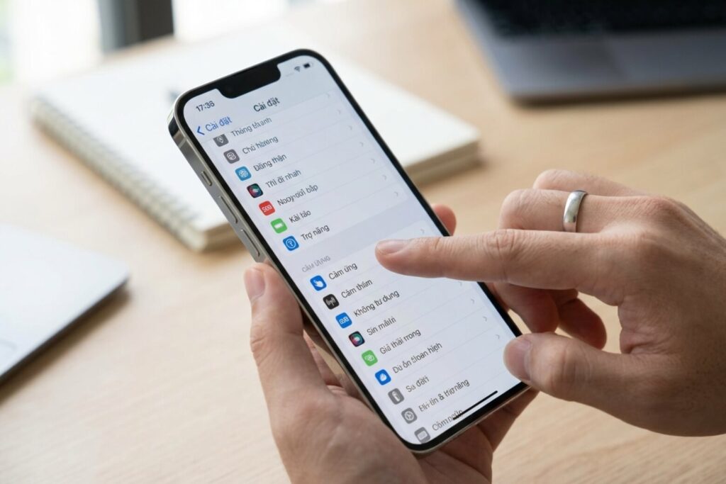 Tính năng khoá màn hình iPhone: 5 cách cài đặt và xử lý lỗi 14 khoa man hinh iphone cham vao mat lung may buoc 1 didongviet