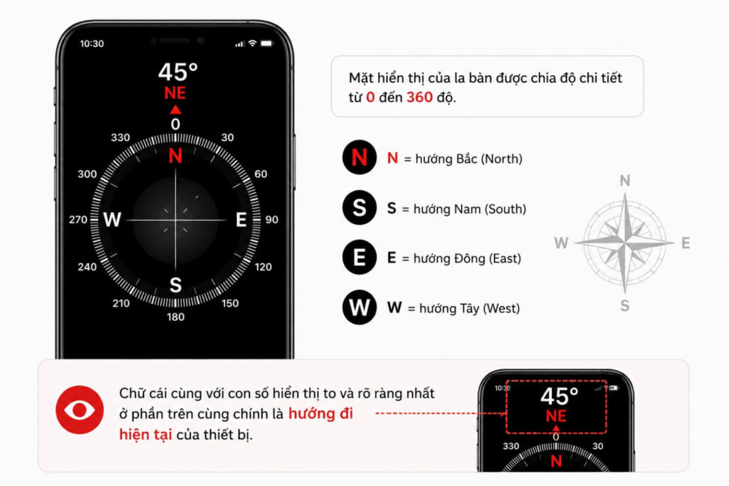 Hướng dẫn sử dụng la bàn trên iPhone: Đọc tọa độ, độ cao và sửa lỗi 8 Hướng dẫn sử dụng la bàn trên iPhone