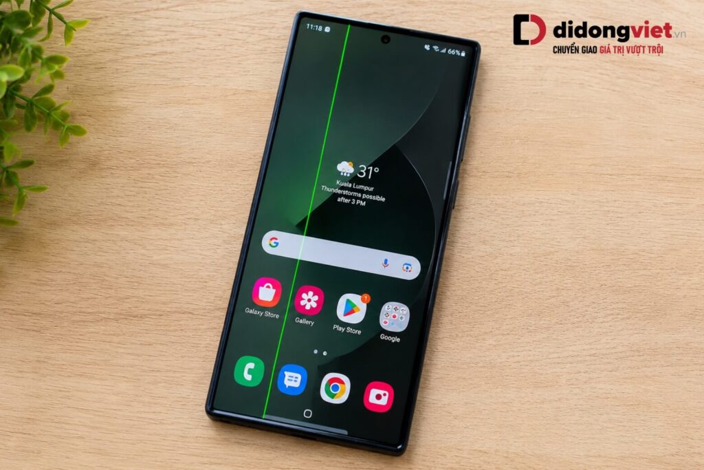 Lỗi màn hình Samsung: Cách nhận biết nguyên nhân và hướng xử lý 6 Màn hình điện thoại Samsung bị lỗi sọc xanh lá cây cắt dọc thiết bị