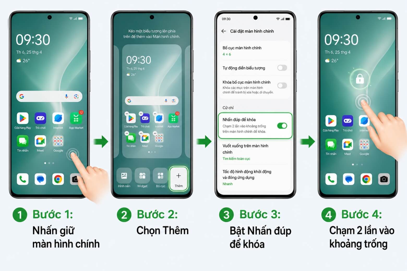 Hướng dẫn cài đặt màn hình khóa một chạm OPPO và cử chỉ thông minh 7 Màn hình khóa một chạm OPPO bằng cử chỉ chạm đúp