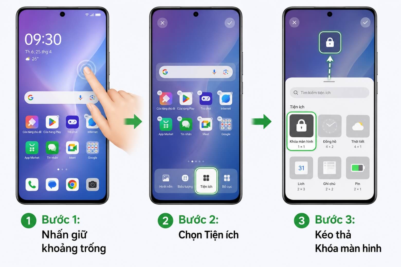 Hướng dẫn cài đặt màn hình khóa một chạm OPPO và cử chỉ thông minh 6 Màn hình khóa một chạm OPPO thao tác kéo thả tiện ích
