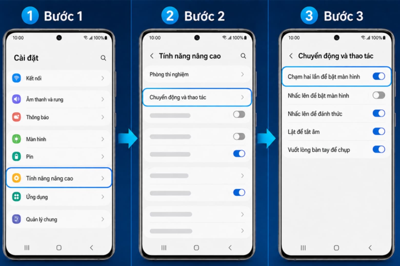 Cách nhấn 2 lần mở màn hình Samsung và xử lý khi không hoạt động 9 Thực hiện vài bước đơn giản để bật chạm hai lần trên Samsung