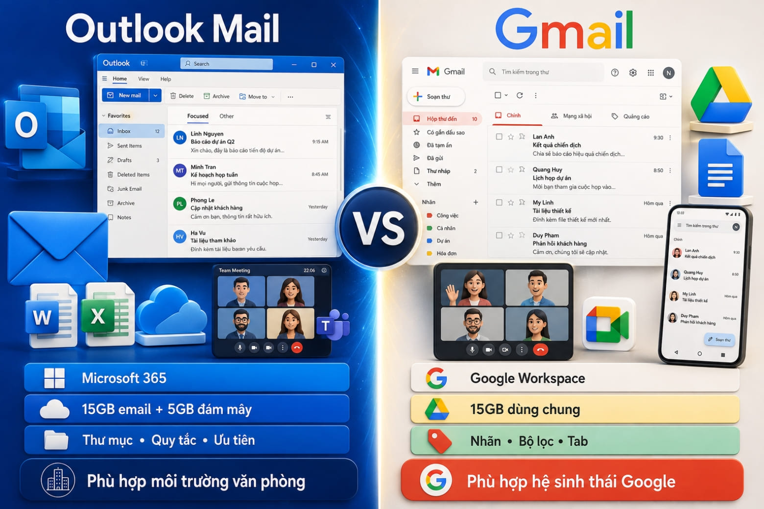 Outlook Mail là gì? Tính năng và cách sử dụng cho người mới 20 So sánh Outlook Mail và Gmail để dễ dàng lựa chọn nền tảng phù hợp nhu cầu