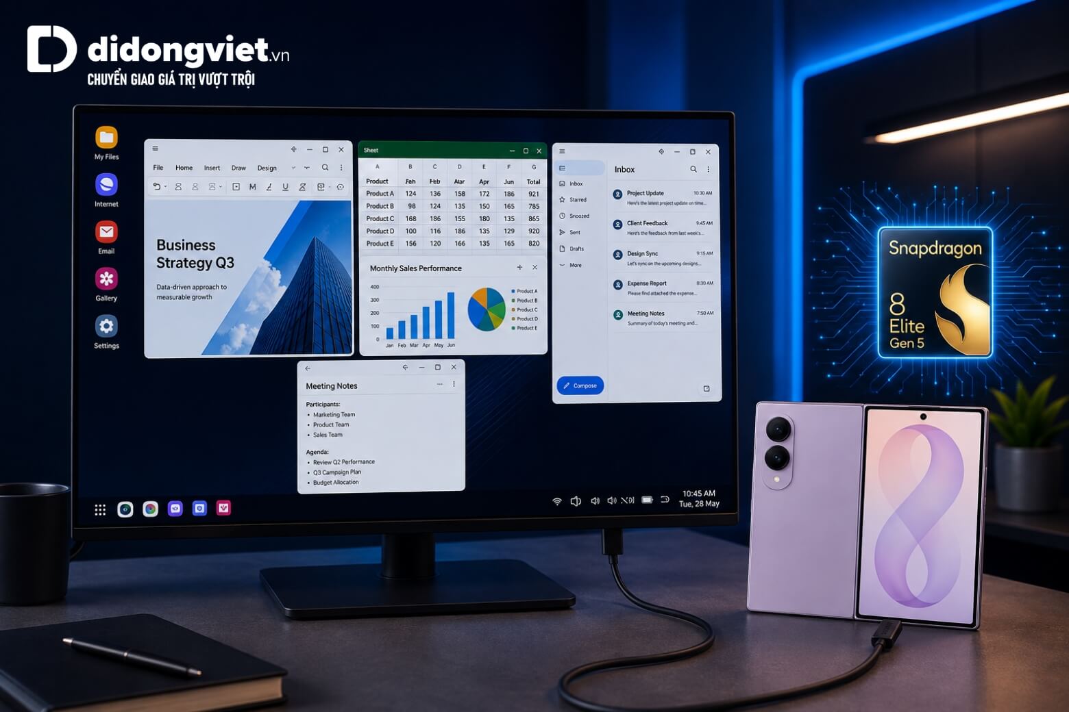 Samsung DeX trên Samsung Galaxy Z Fold8 Series: Có đủ sức thay thế laptop? 7 Samsung DeX trên Samsung Galaxy Z Fold8 Series đa nhiệm mượt