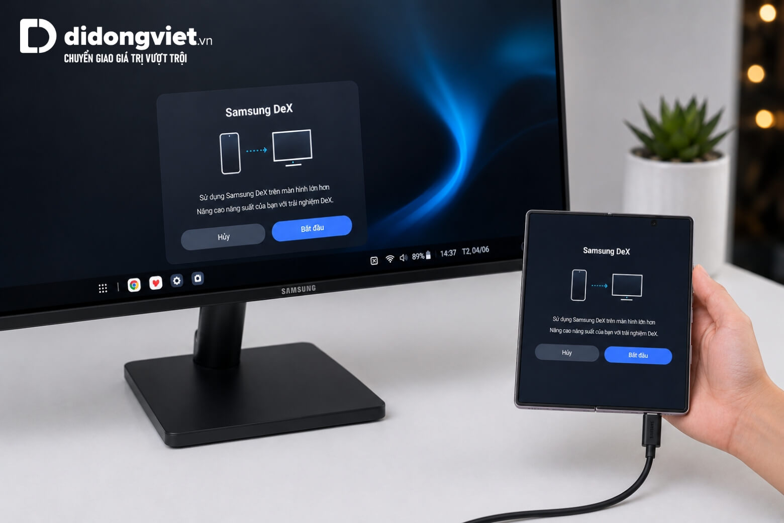 Samsung DeX trên Samsung Galaxy Z Fold8 Series: Có đủ sức thay thế laptop? 6 Samsung DeX trên Samsung Galaxy Z Fold8 Series kết nối màn hình rời