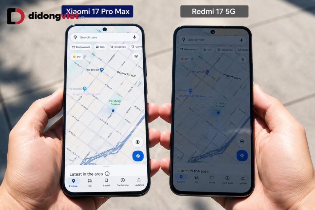 So sánh REDMI Note 17 5G và REDMI Note 17 Pro Max 5G: tiết kiệm hay nâng cấp? 5 So sánh hiển thị ngoài trời giữa REDMI Note 17 5G và REDMI Note 17 Pro Max 5G