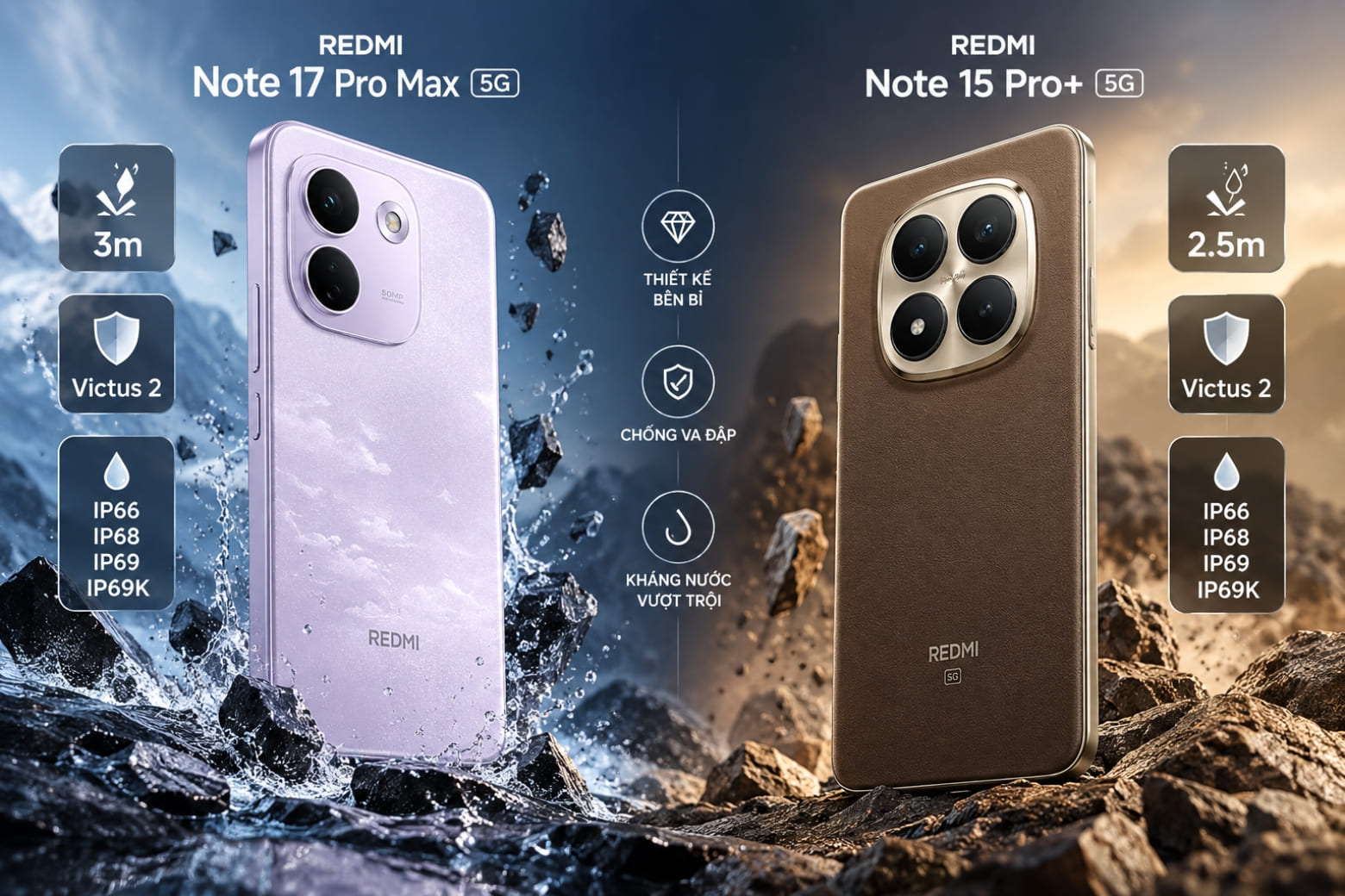 So sánh REDMI Note 17 Pro Max 5G và REDMI Note 15 Pro Plus: Nên chọn máy nào? 7 Lựa chọn phụ thuộc vào ưu tiên pin, camera, trọng lượng và bộ nhớ