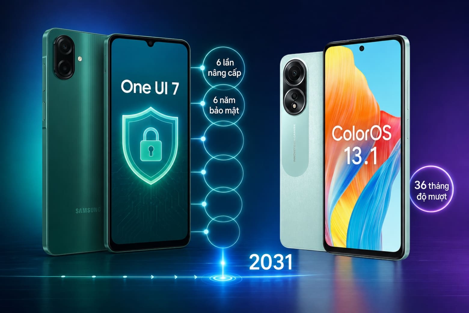 So sánh Samsung A07 và OPPO A58: Đâu là lựa chọn phù hợp hơn? 14 Chính sách cập nhật dài hạn giúp Galaxy A07 phù hợp với người dùng lâu dài