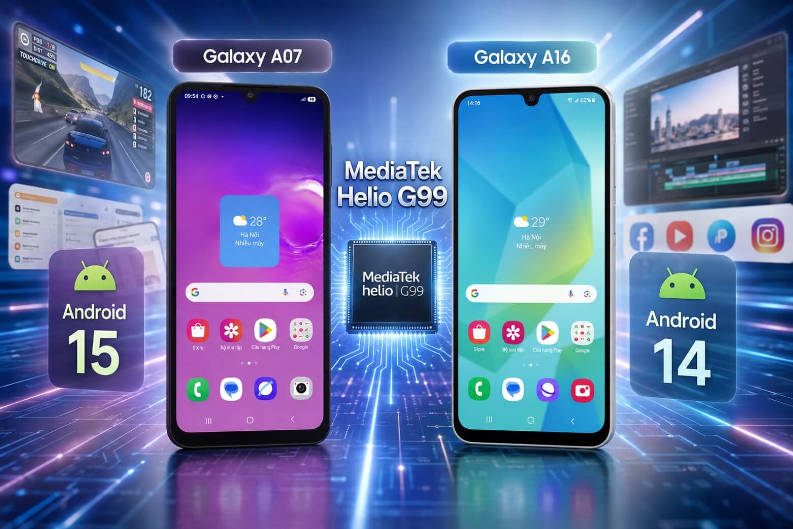 So sánh Samsung Galaxy A07 và Galaxy A16: Nên chọn mẫu nào? 9 So sánh Samsung Galaxy A07 và Galaxy A16 MediaTek Helio G99