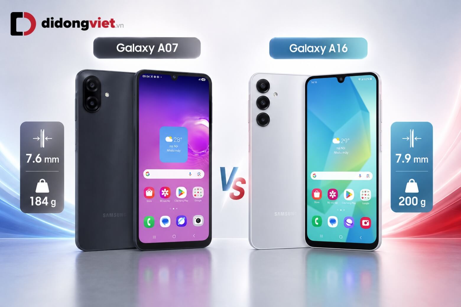 So sánh Samsung Galaxy A07 và Galaxy A16: Nên chọn mẫu nào? 7 So sánh Samsung Galaxy A07 và Galaxy A16 thiết kế
