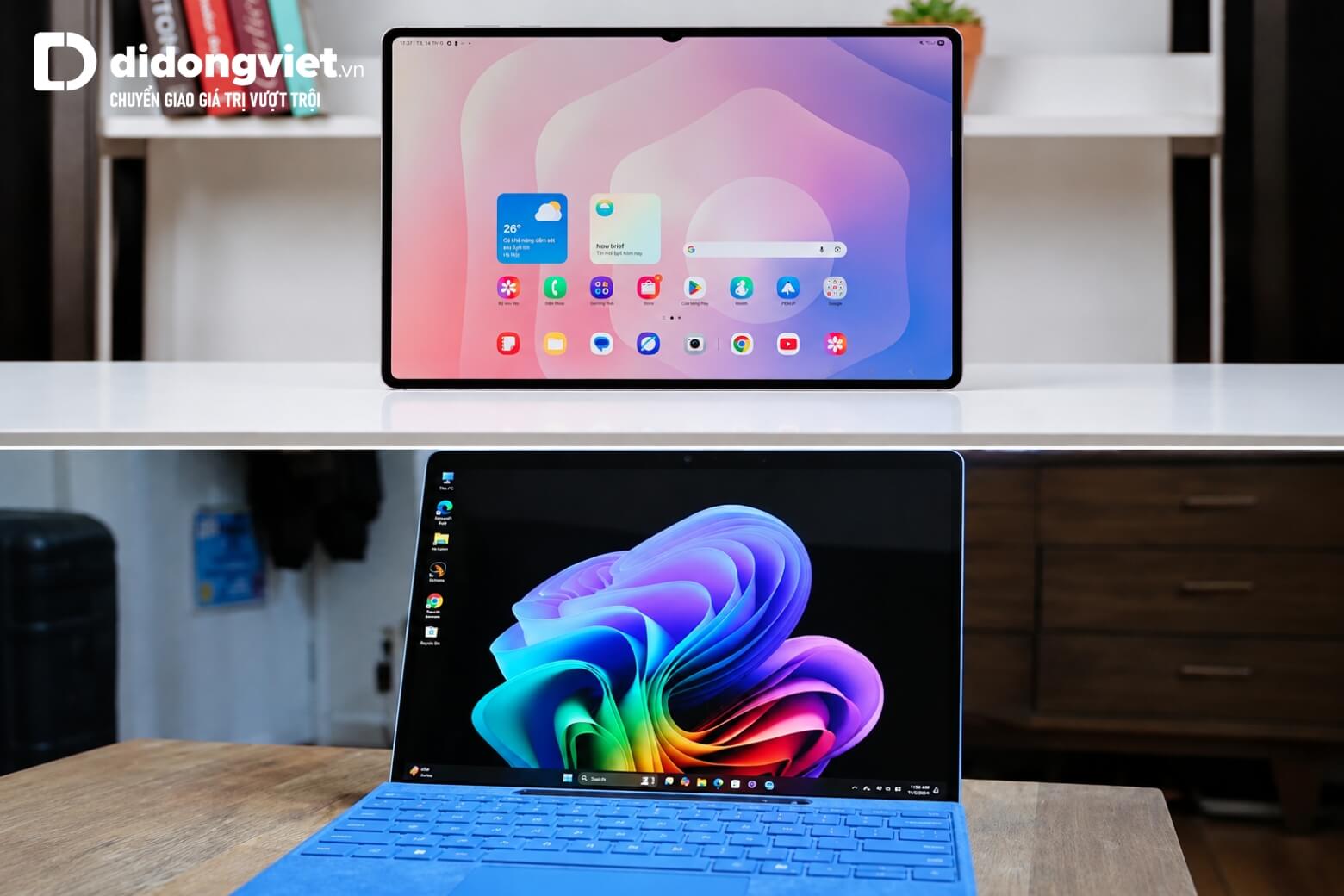 So sánh Samsung Galaxy Tab S11 Ultra và Surface Pro 11: Chọn Windows hay Android cho công việc? 13 So sánh Samsung Galaxy Tab S11 Ultra và Surface Pro 11 màn hình
