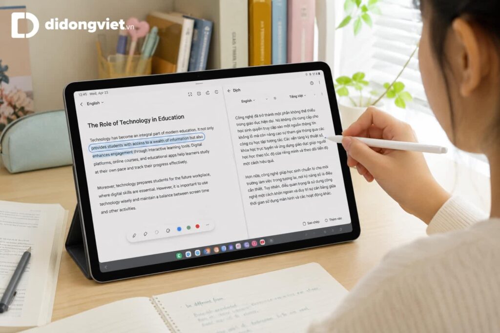 So sánh Samsung Tab S10 FE và Galaxy Tab S9 FE Plus: Chọn màn hình lớn hay hiệu năng AI? 5 So sánh kích thước màn hình thực tế giữa Galaxy Tab S9 FE Plus 12.4 inch và Tab S10 FE 10.9 inch