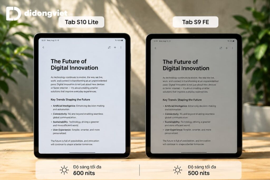 So sánh Samsung Tab S10 Lite và Tab S9 FE: Đâu là lựa chọn phù hợp cho bạn? 6 So sánh Samsung Tab S10 Lite và Tab S9 FE