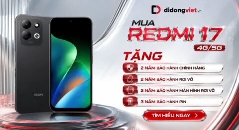Mua Redmi 17 4G/5G tặng 2 năm bảo hành chính hãng, 2 năm bảo hành rơi vỡ, 2 năm bảo hành màn hình rơi vỡ và 3 năm bảo hành pin