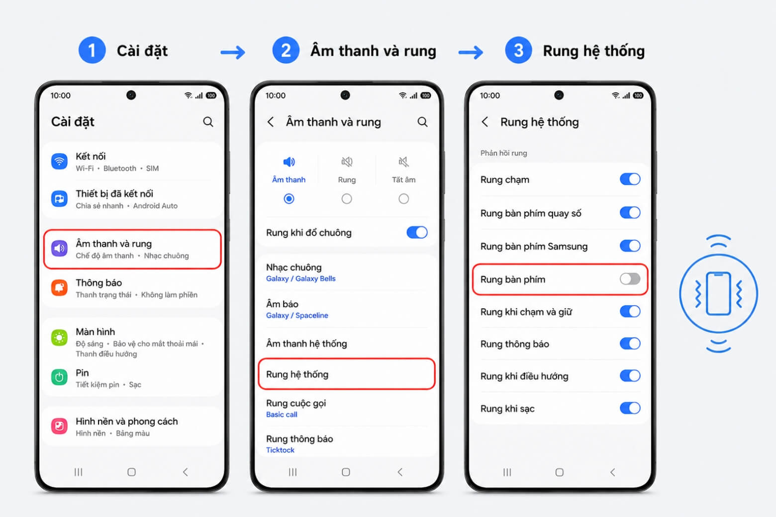 Hướng dẫn tắt âm thanh bàn phím Samsung đơn giản, dễ thực hiện 9 Tắt âm thanh bàn phím Samsung tắt rung