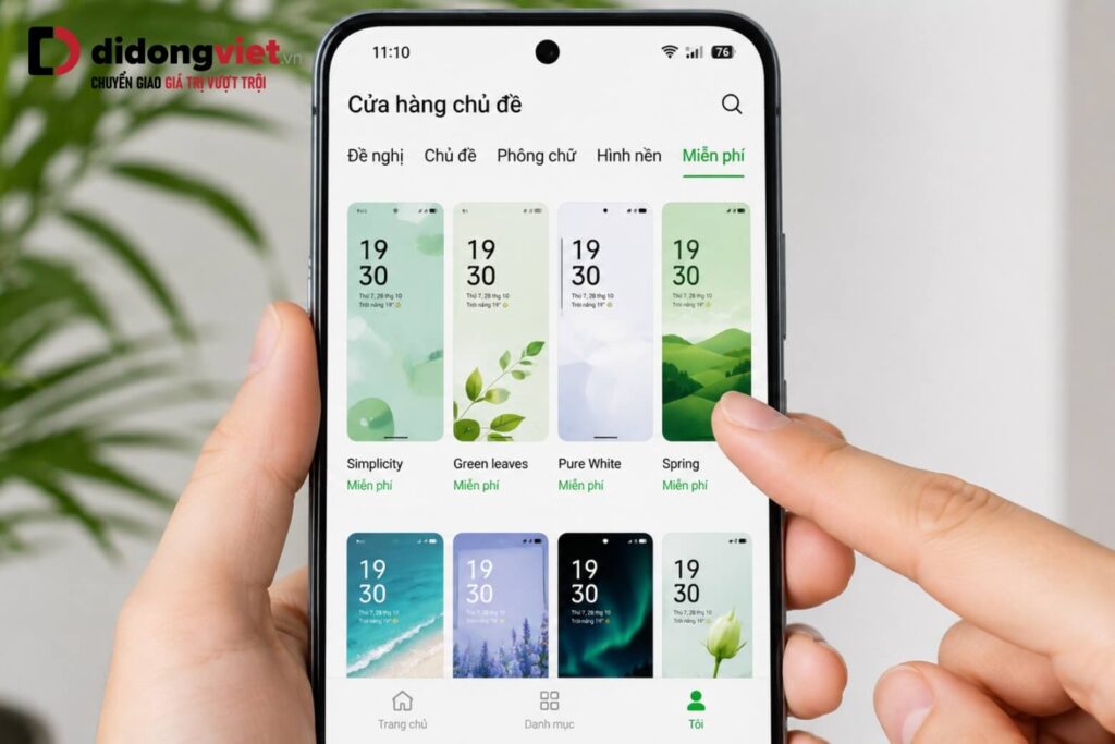 Thay giao diện điện thoại OPPO: Hướng dẫn đổi hình nền và biểu tượng đơn giản 11 Giao diện Cửa hàng Chủ đề trên điện thoại OPPO hiển thị danh sách mẫu miễn phí
