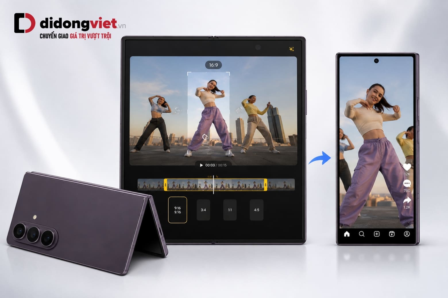 Tính năng My FanCam trên Galaxy Z Fold8 Series có gì nổi bật? 10 Dễ dàng biến video ngang thành nội dung dọc mà vẫn giữ nhân vật trong khung hình
