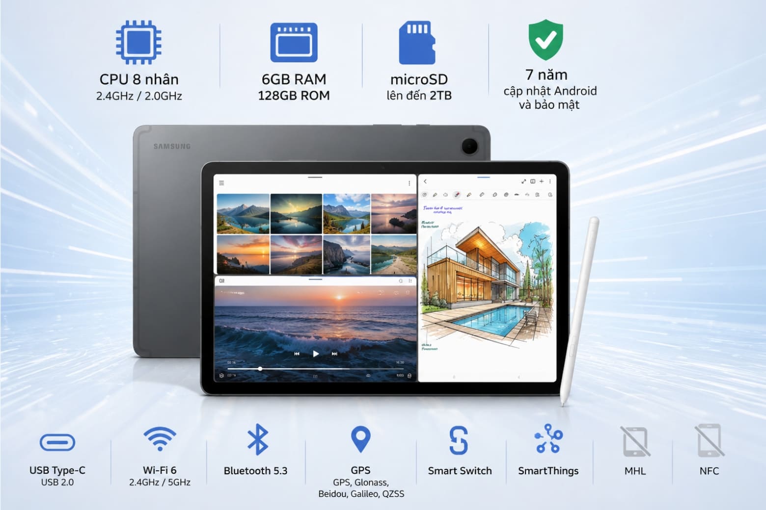 Trên tay Samsung Tab S10 Lite: Tablet mỏng nhẹ, có S Pen 14 Cấu hình thực dụng cùng khả năng mở rộng bộ nhớ đáp ứng tốt nhu cầu phổ thông