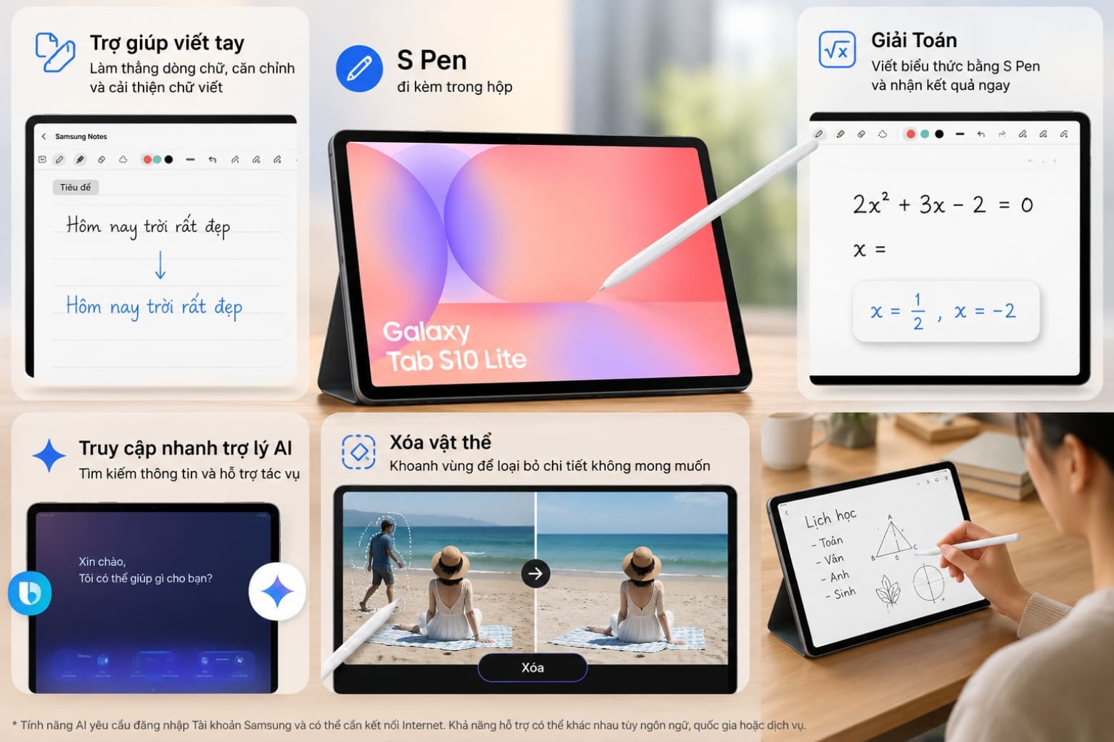 Trên tay Samsung Tab S10 Lite: Tablet mỏng nhẹ, có S Pen 13 S Pen kết hợp AI mở rộng khả năng ghi chú, học tập và chỉnh sửa hình ảnh