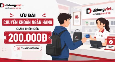 Ưu Đãi Chuyển Khoản Ngân Hàng Giảm Thêm Đến 200.000Đ Khi Mua iPhone Pro Max Tháng 8/2026 chuyển khoản giảm thêm đến 200k tại di động việt