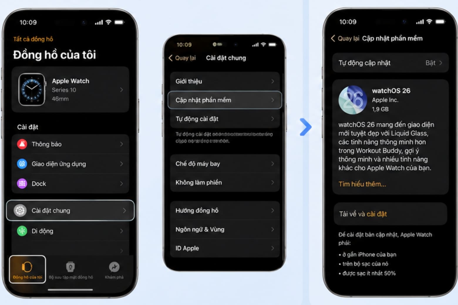 watchOS 26 có gì mới? Tính năng mới và Apple Watch hỗ trợ 14 Thực hiện vài bước đơn giản trên iPhone để đưa Apple Watch lên watchOS 26