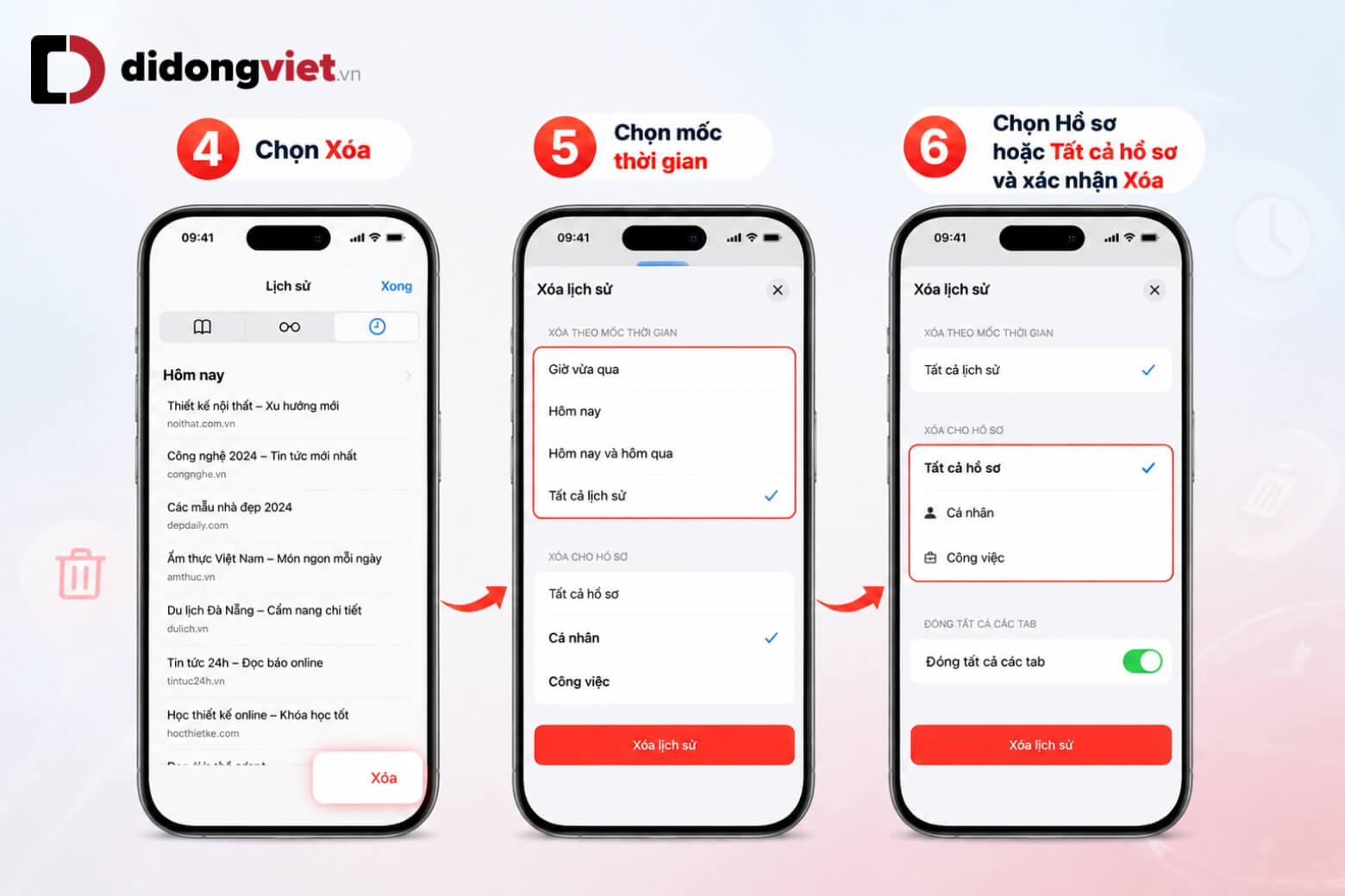 Cách xoá lịch sử Safari iPhone và dữ liệu duyệt web đơn giản 10 Xoá lịch sử safari iPhone theo mốc thời gian