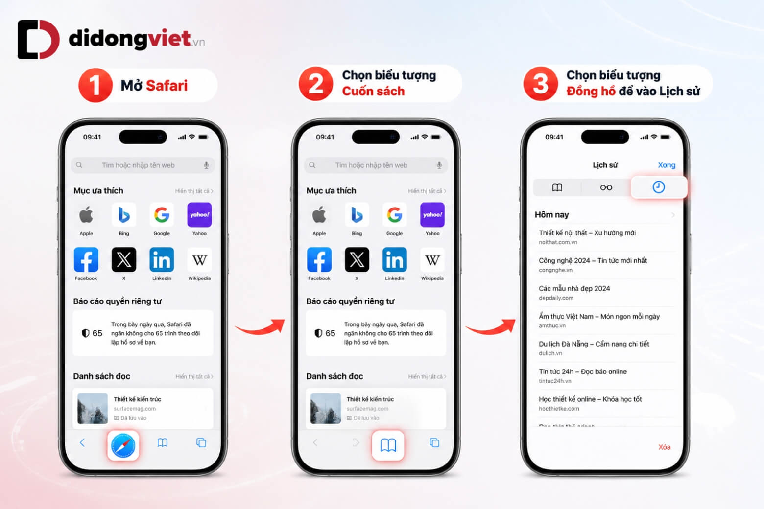 Cách xoá lịch sử Safari iPhone và dữ liệu duyệt web đơn giản 9 Xoá lịch sử safari iPhone trong ứng dụng Safari