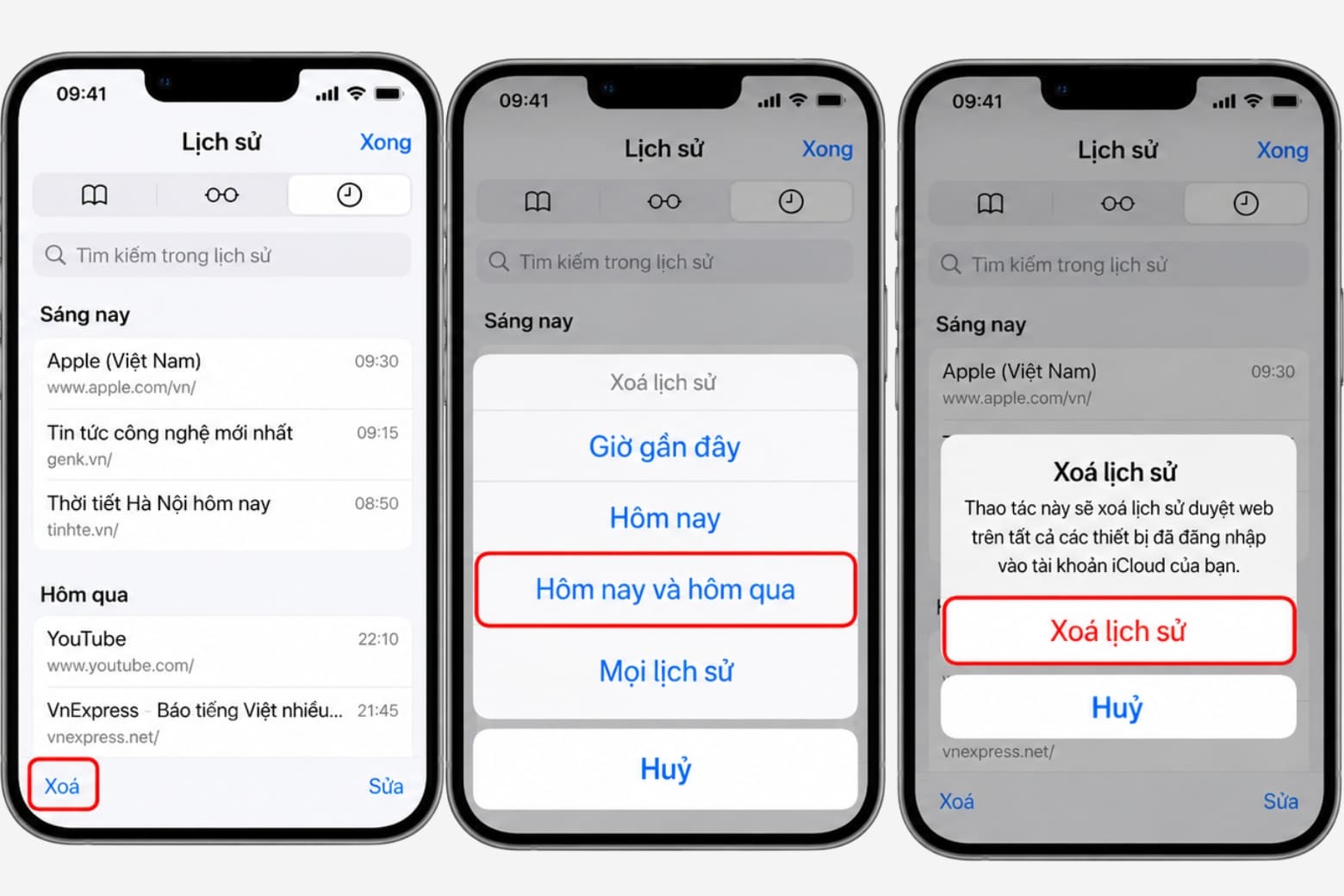 Cách xoá lịch sử tìm kiếm trên iPhone chi tiết, dễ thực hiện 13 Sau đó nhấn Xoá lịch sử