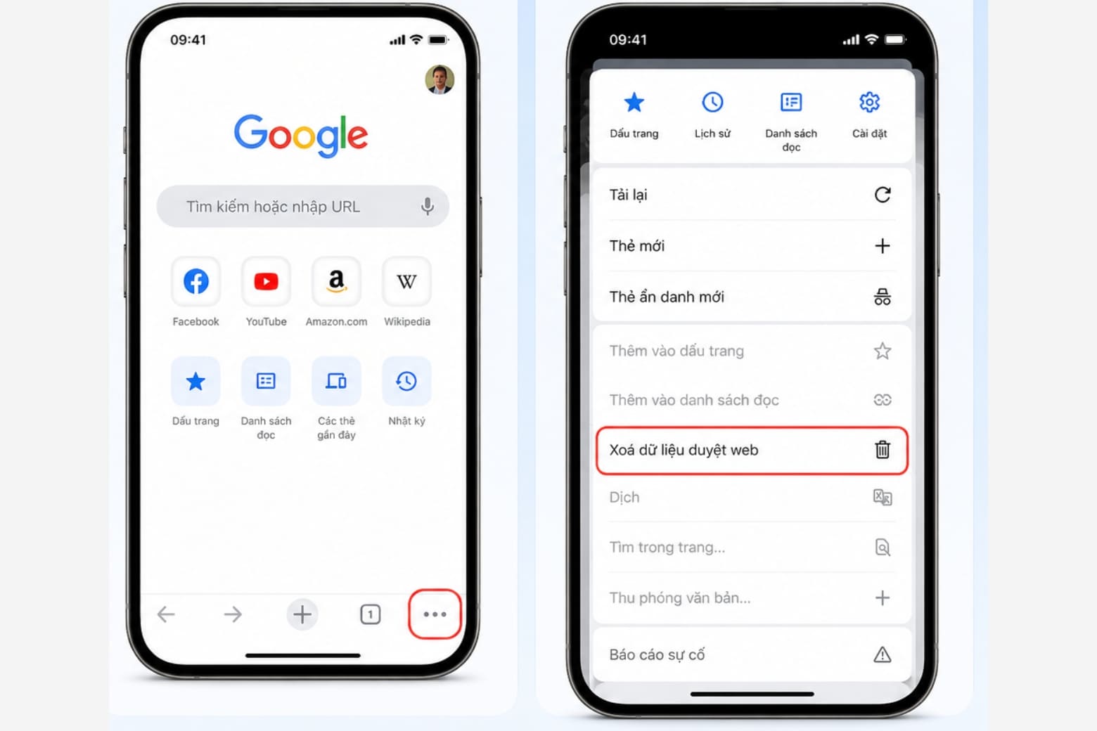 Cách xoá lịch sử tìm kiếm trên iPhone chi tiết, dễ thực hiện 14 Vào google và nhấn vào xóa lịch sử web
