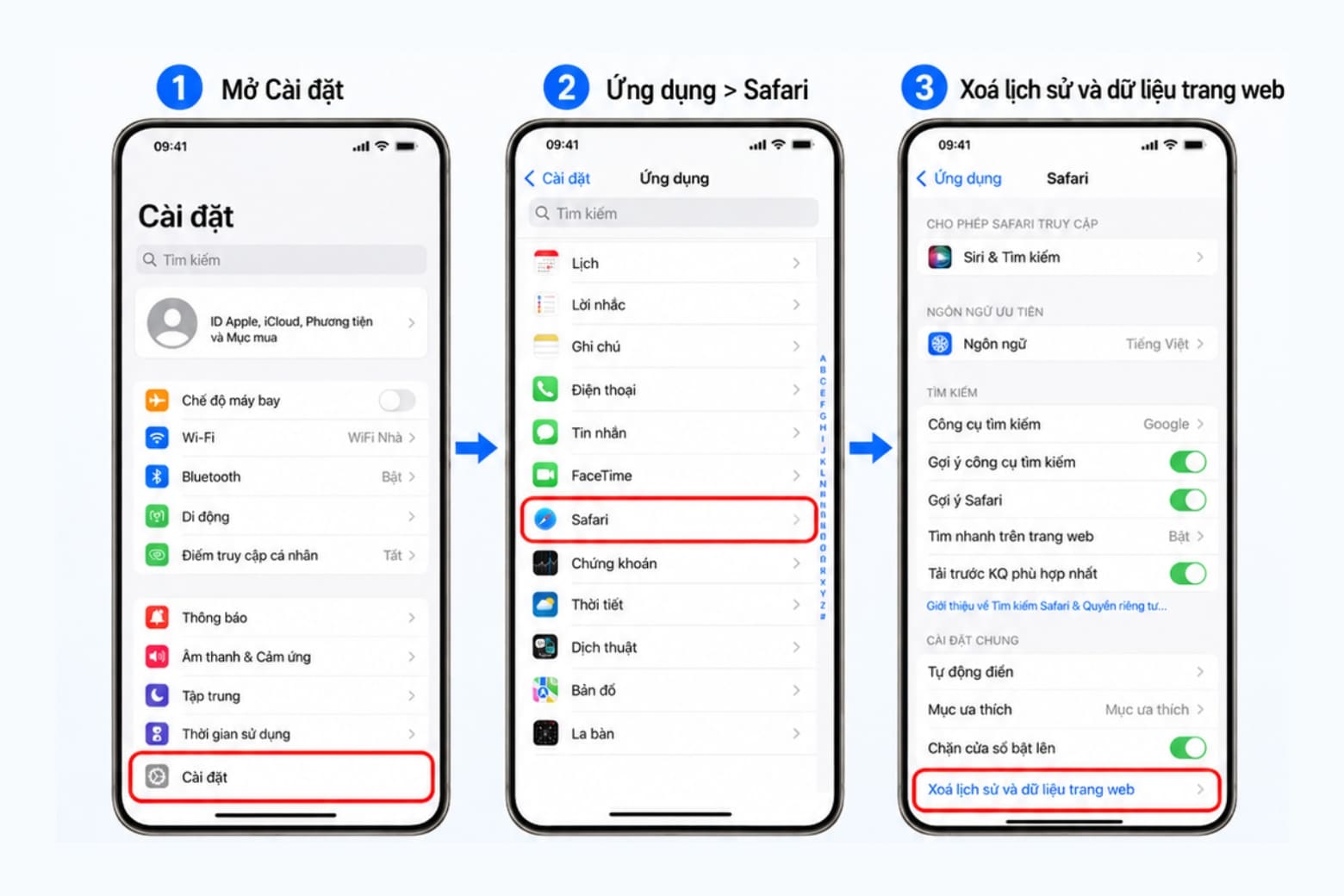 Cách xoá lịch sử tìm kiếm trên iPhone chi tiết, dễ thực hiện 10 Bạn có thể xoá nhanh lịch sử Safari và dữ liệu website ngay trong Cài đặt