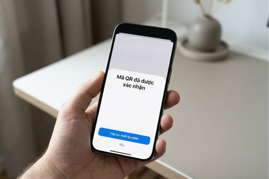 Hướng dẫn cài đặt eSIM trên iPhone 18 Pro với 3 cách đơn giản 12 cach cai esim tren iphone 18 pro cai qua ma qr buoc 4 didongviet