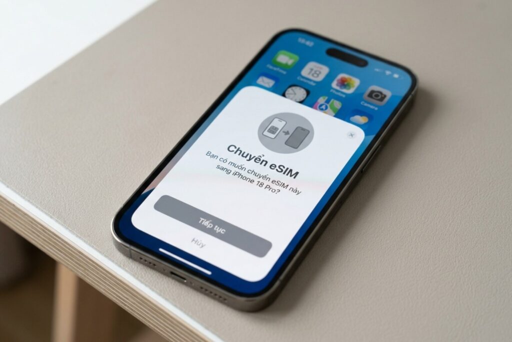 Hướng dẫn cài đặt eSIM trên iPhone 18 Pro với 3 cách đơn giản 15 cach cai esim tren iphone 18 pro chuyen tu may cu sang may moi buoc 3 didongviet