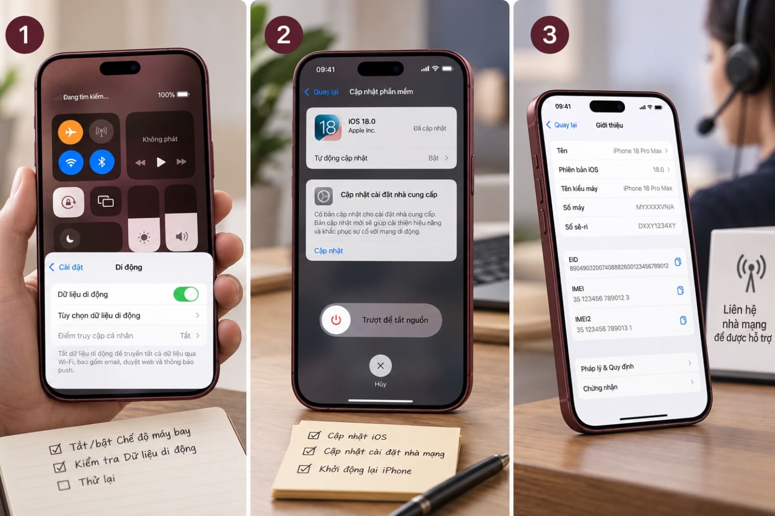 Cách cài eSIM trên iPhone 18 Pro Max nhanh và chính xác 22 Kiểm tra kết nối, iOS và cài đặt nhà mạng khi eSIM gặp lỗi
