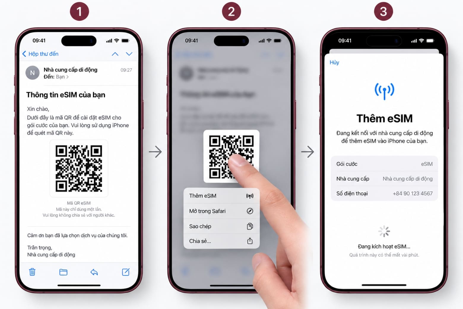 Cách cài eSIM trên iPhone 18 Pro Max nhanh và chính xác 16 Thêm eSIM trực tiếp từ mã QR được gửi qua email hoặc trình duyệt