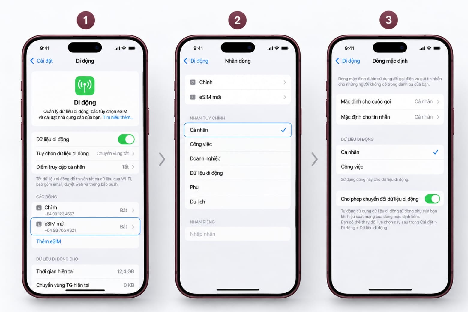 Cách cài eSIM trên iPhone 18 Pro Max nhanh và chính xác 21 Thiết lập đường dây, SIM mặc định và dữ liệu di động theo nhu cầu
