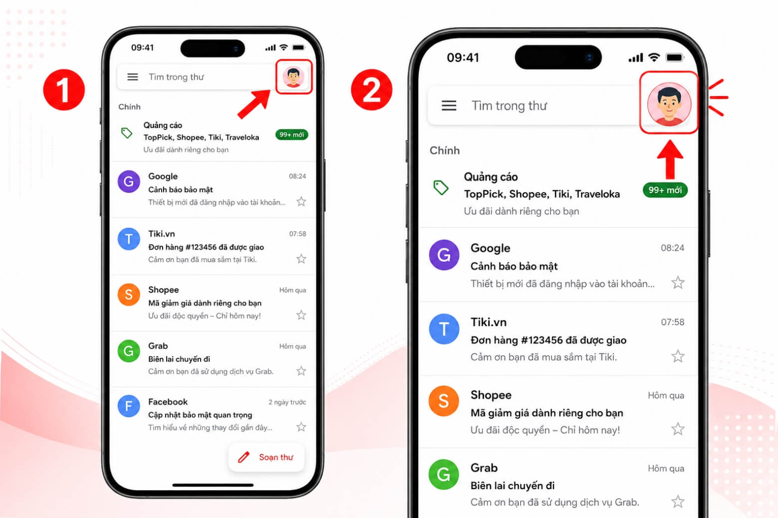 Hướng dẫn cách đăng xuất Gmail trên iPhone an toàn, dễ thực hiện 8 Cách đăng xuất Gmail trên iPhone bước chọn ảnh đại diện