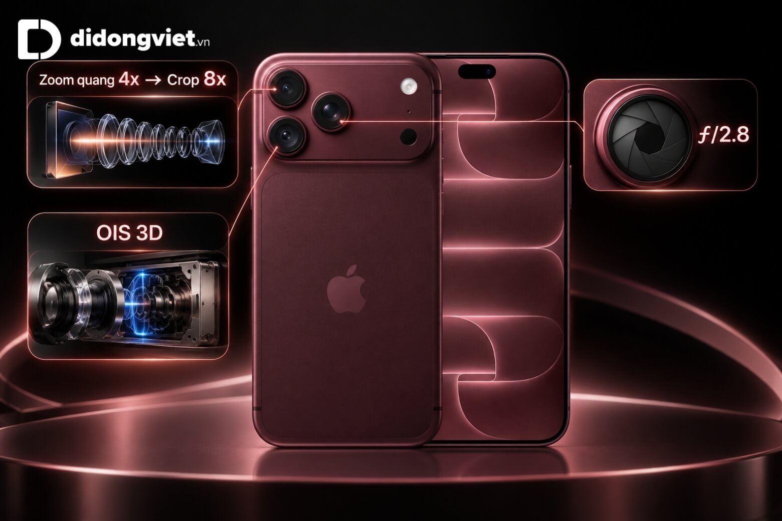 Cụm camera iPhone 18 Pro Max: Thiết kế, thông số và nâng cấp thực tế 9 Cụm camera iPhone 18 Pro Max với ống kính Tetraprism zoom 8x