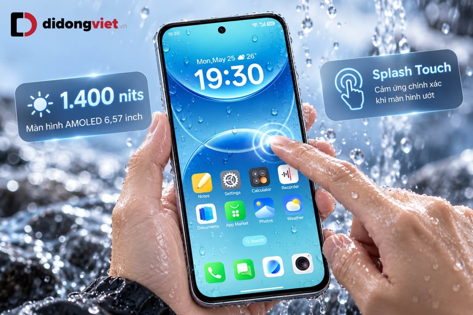 Đánh giá độ bền OPPO A7 Pro: Chống rơi vỡ, kháng nước IP69K và pin 8.000 mAh 13 Đánh giá độ bền OPPO A7 Pro với Splash Touch