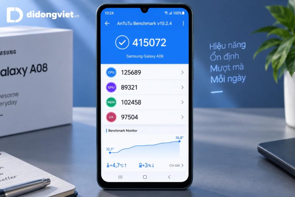 Đánh giá hiệu năng Samsung Galaxy A08: Sức mạnh chip Helio G99 và pin 6.000 mAh 9 Đánh giá hiệu năng Samsung Galaxy A08: Sức mạnh chip Helio G99 và pin 6.000 mAh