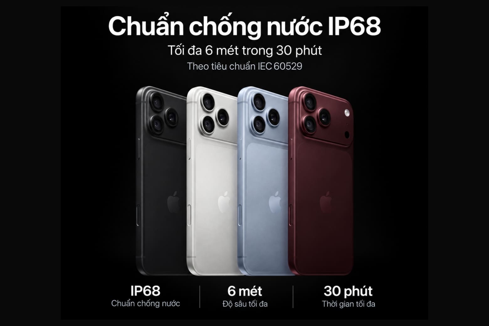 Giải đáp iPhone 18 Pro và iPhone 18 Pro Max có chống nước không? 8 IP68 xác định khả năng bảo vệ máy trước bụi và nước