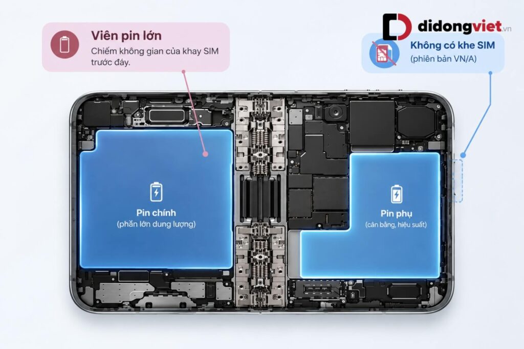 iPhone Duo có khe SIM không: Đánh giá chuẩn kết nối trên phiên bản VN/A 7 Mô phỏng không gian pin mở rộng nhờ loại bỏ khay SIM trên iPhone Duo