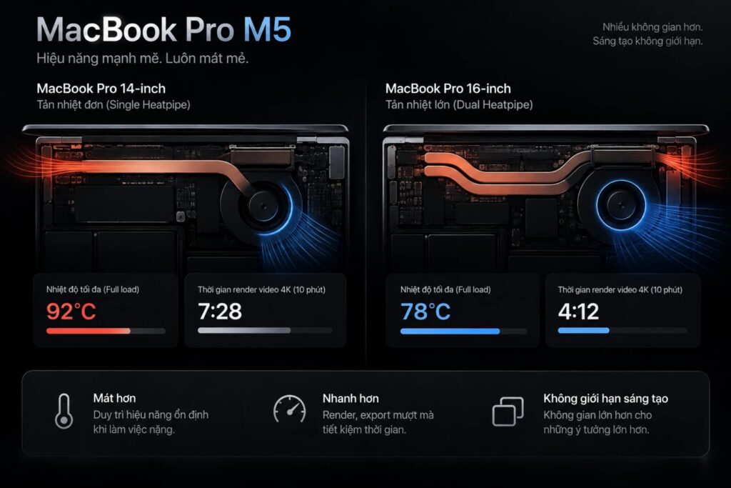 MacBook Pro M5 có phù hợp với nhà sáng tạo nội dung không? Ma trận chọn cấu hình và bài toán chi phí 6 MacBook Pro M5 có phù hợp với nhà sáng tạo nội dung không?