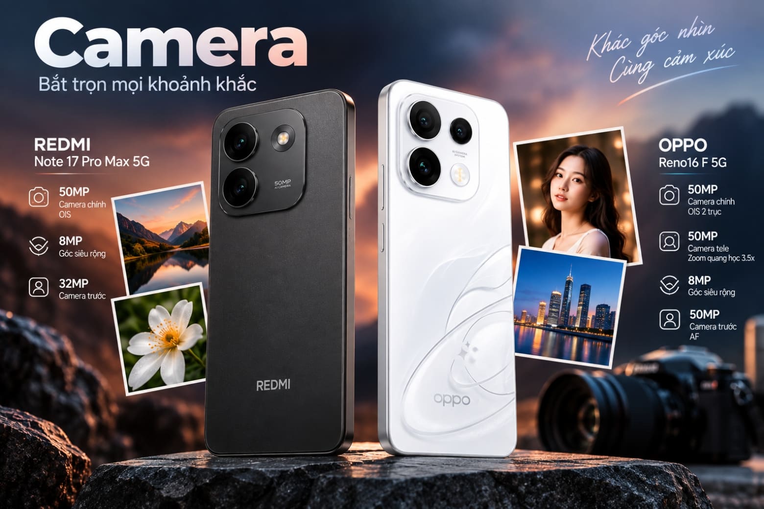So sánh REDMI Note 17 Pro Max 5G và OPPO Reno16 F 5G: Nên chọn máy nào? 9 OPPO có thêm camera tele, REDMI tập trung camera chính OIS