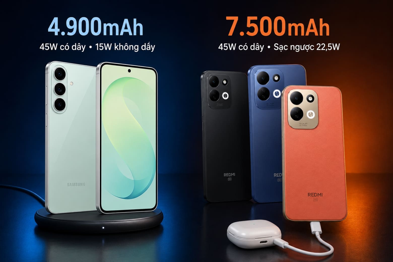 So sánh Samsung Galaxy S26 FE và Xiaomi 17 5G: Chọn máy nào? 14 Dung lượng pin lớn giúp REDMI 17 5G nổi bật về thời lượng