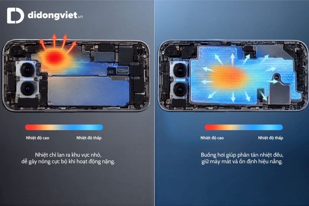 So sánh iPhone 18 Pro và iPhone 16 Pro thực tế để quyết định nâng cấp sau 2 năm 8 So sánh cơ chế tản nhiệt buồng hơi trên iPhone 18 Pro và tản nhiệt thông thường trên iPhone 16 Pro
