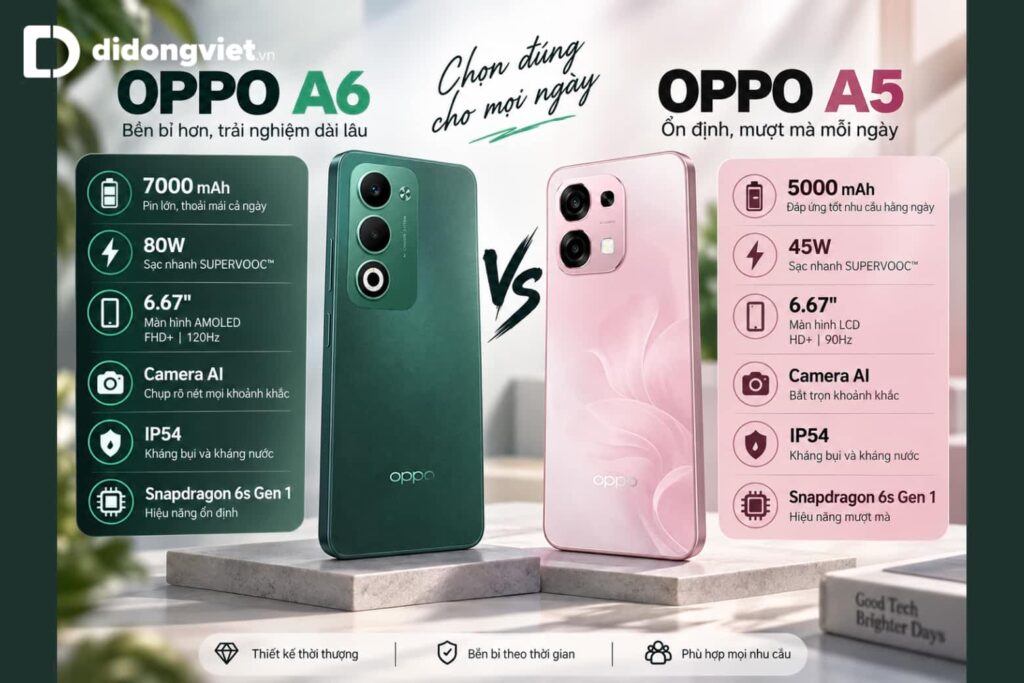 So sánh OPPO A6 và OPPO A5: Chi tiết thông số và đánh giá nâng cấp 7 So sánh OPPO A6 và OPPO A5