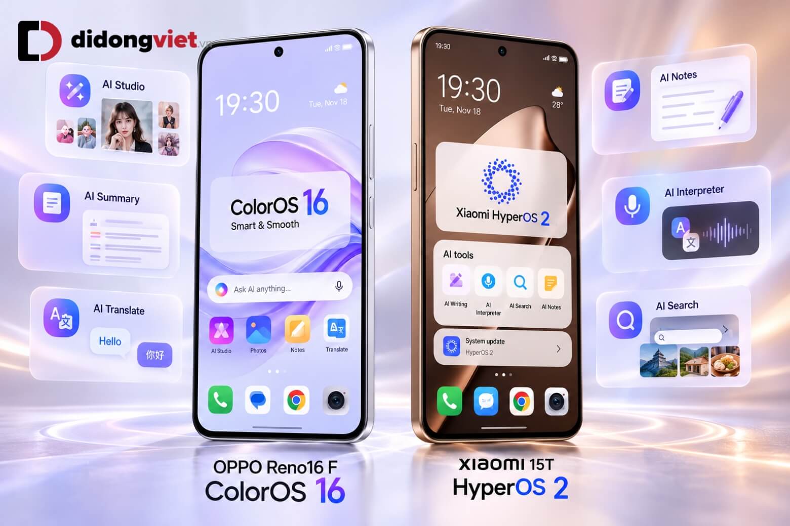 So sánh OPPO Reno16 F và Xiaomi 15T: Đâu là lựa chọn tối ưu cho bạn? 18 So sánh OPPO Reno16 F và Xiaomi 15T ColorOS và HyperOS