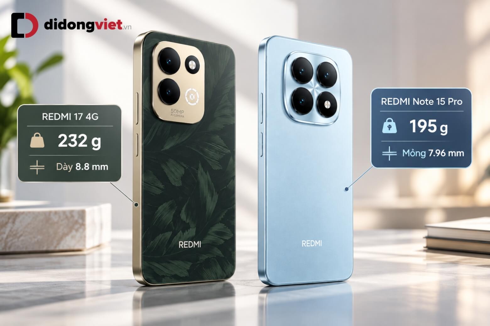So sánh REDMI 17 4G và REDMI Note 15 Pro: Nên chọn mua máy nào? 9 So sánh REDMI 17 4G và REDMI Note 15 Pro về thiết kế
