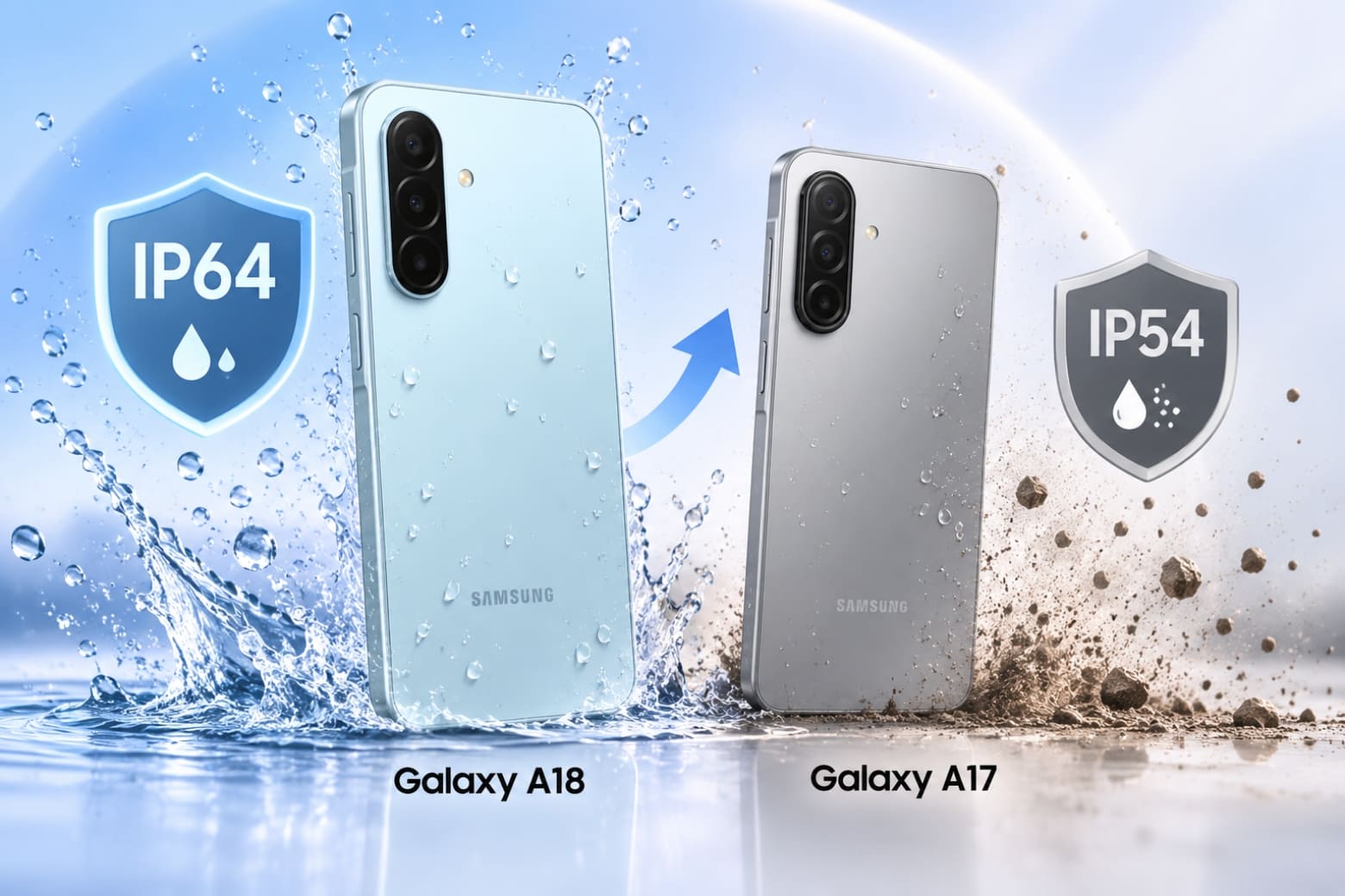 So sánh Samsung Galaxy A18 và Galaxy A17: Nâng cấp có đáng chờ? 14 IP64 có thể trở thành điểm nâng cấp thực tế của A18.